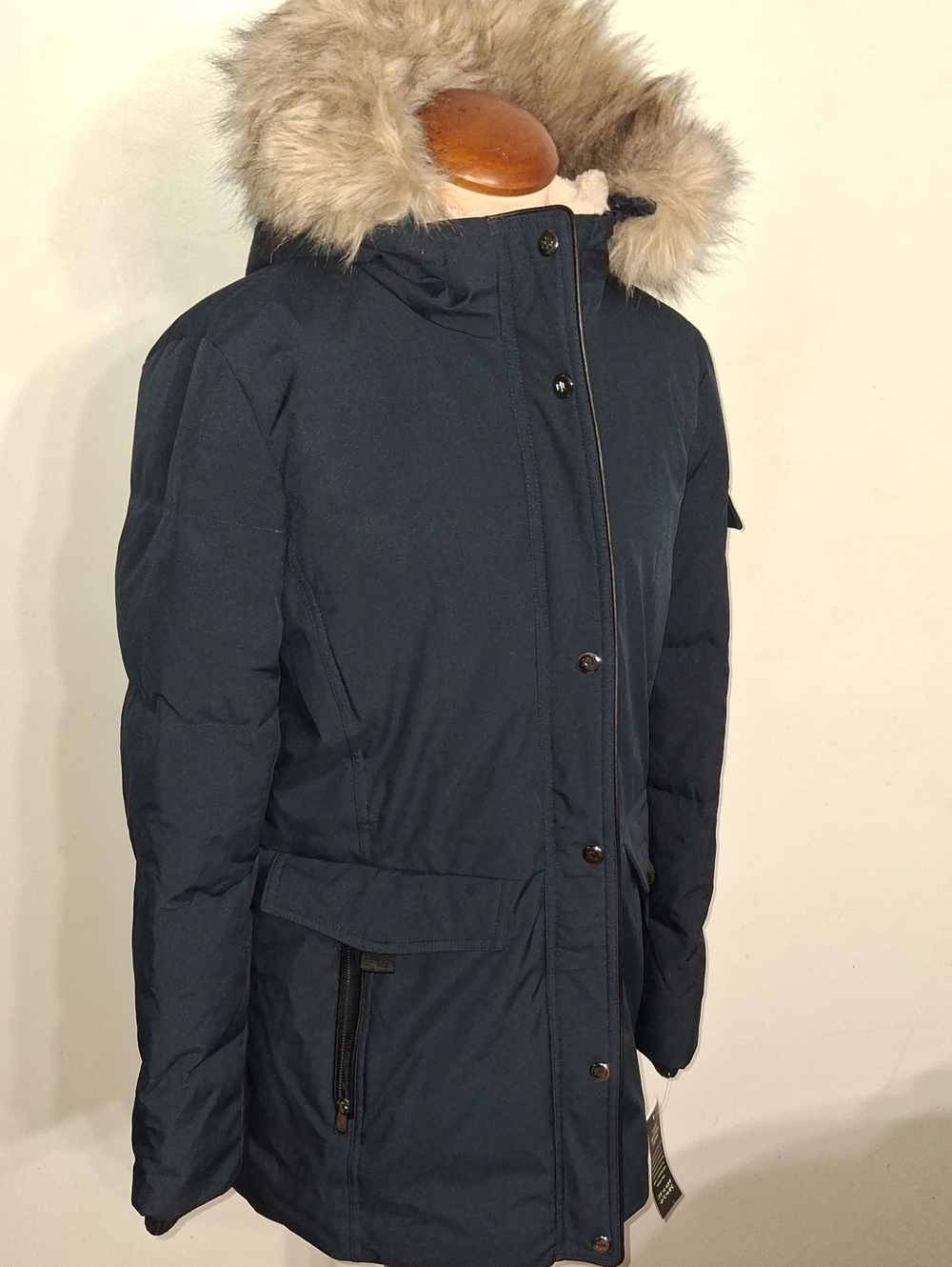 Ralph Lauren/ Navy Puffer Parka with Faux Fur Hood- W Sz Large - Picture 7 of 14